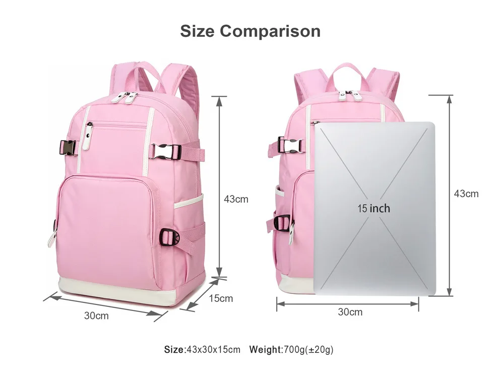 Waterproof Backpacks Oxford Travel Pink Backpack Students School Bags for Women Men Customize Logo Image Mochila