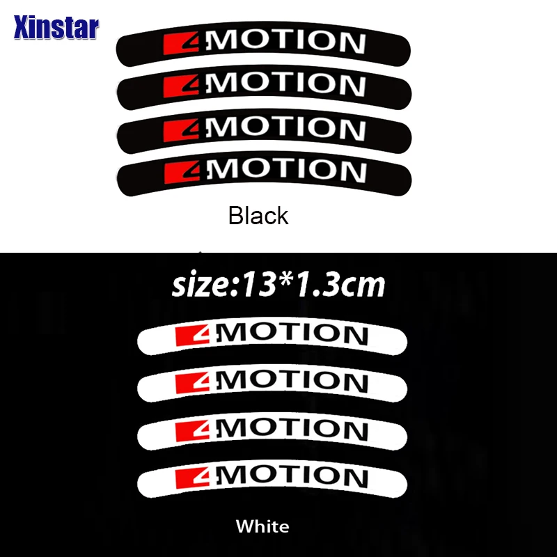 4pcs 4motion Auto Felge Rad Aufkleber für Volkswagen T-ROC Teramont Golfr Touran Passat Phideon Touareg Tiguan cc R32 R36 GTD