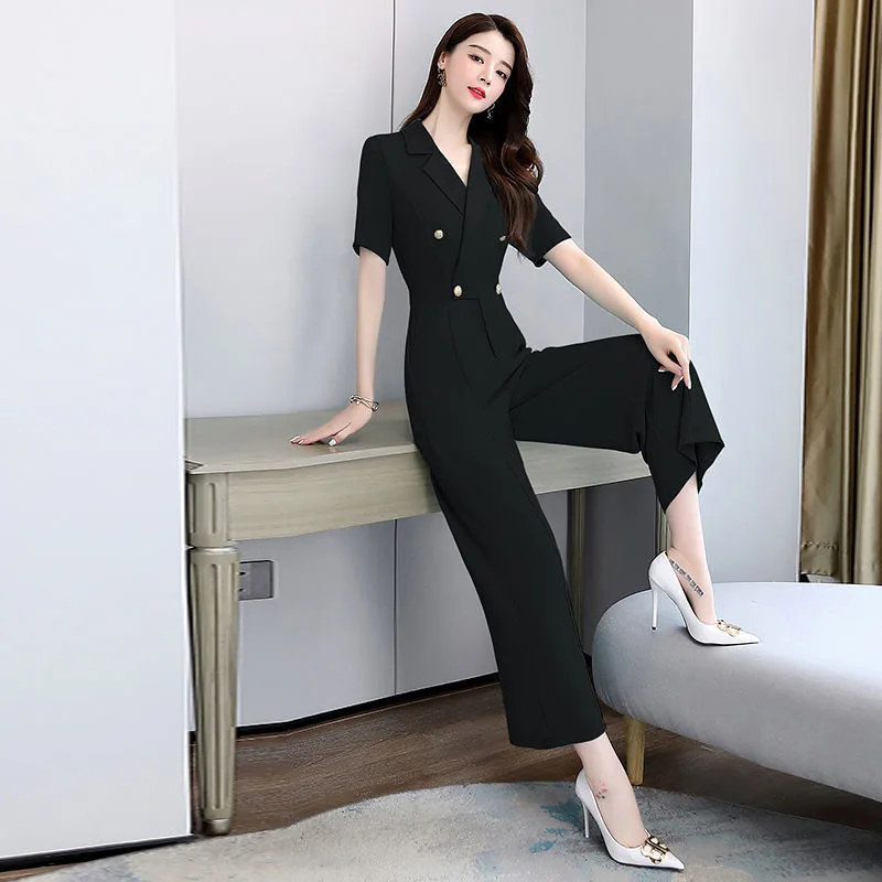 Rompers Women Jumpsuit Short Sleeve Playsuit Clubwear Straight Leg Jumpsuit Women's Bodysuit Rompers Office Lady M-3XL