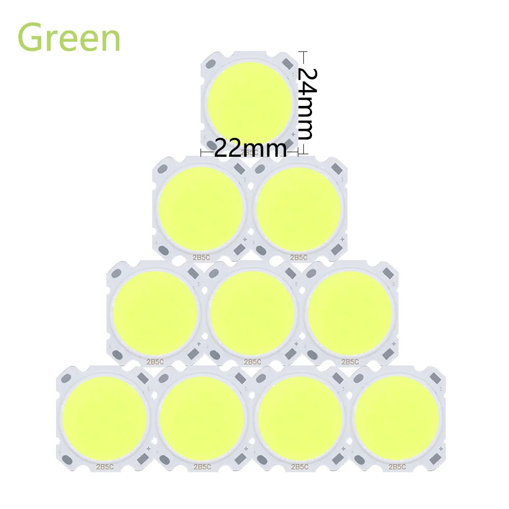 10PCS a lot 3W 5W LED Chip Green Blue Red Yellow LED COB Light Bulb 28MM Light For Spotlight Down Lamp Lighting Accessories