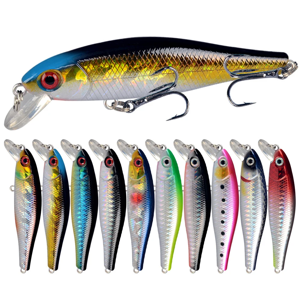 1Pcs Minnow Fishing Lures 9.2g 8.5cm Crankbait Wobblers Perch 3D Eyes Artificial Hard Bait Pike Carp Bass Floating Swimbait