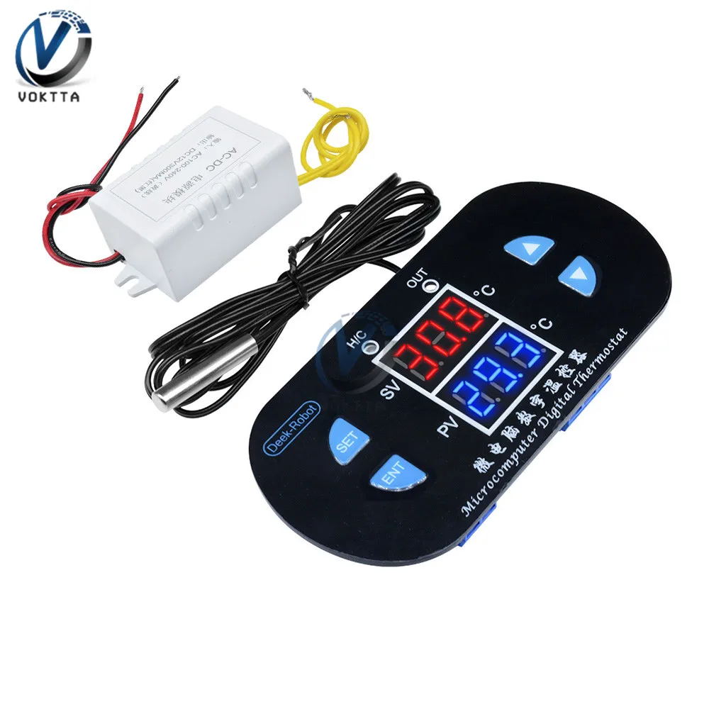 Microcomputer Digital Thermostat Temperature Controller DK-W1308 W1308 LED Display NTC Thermistor Sensor Probe AC 110/220V DC12V