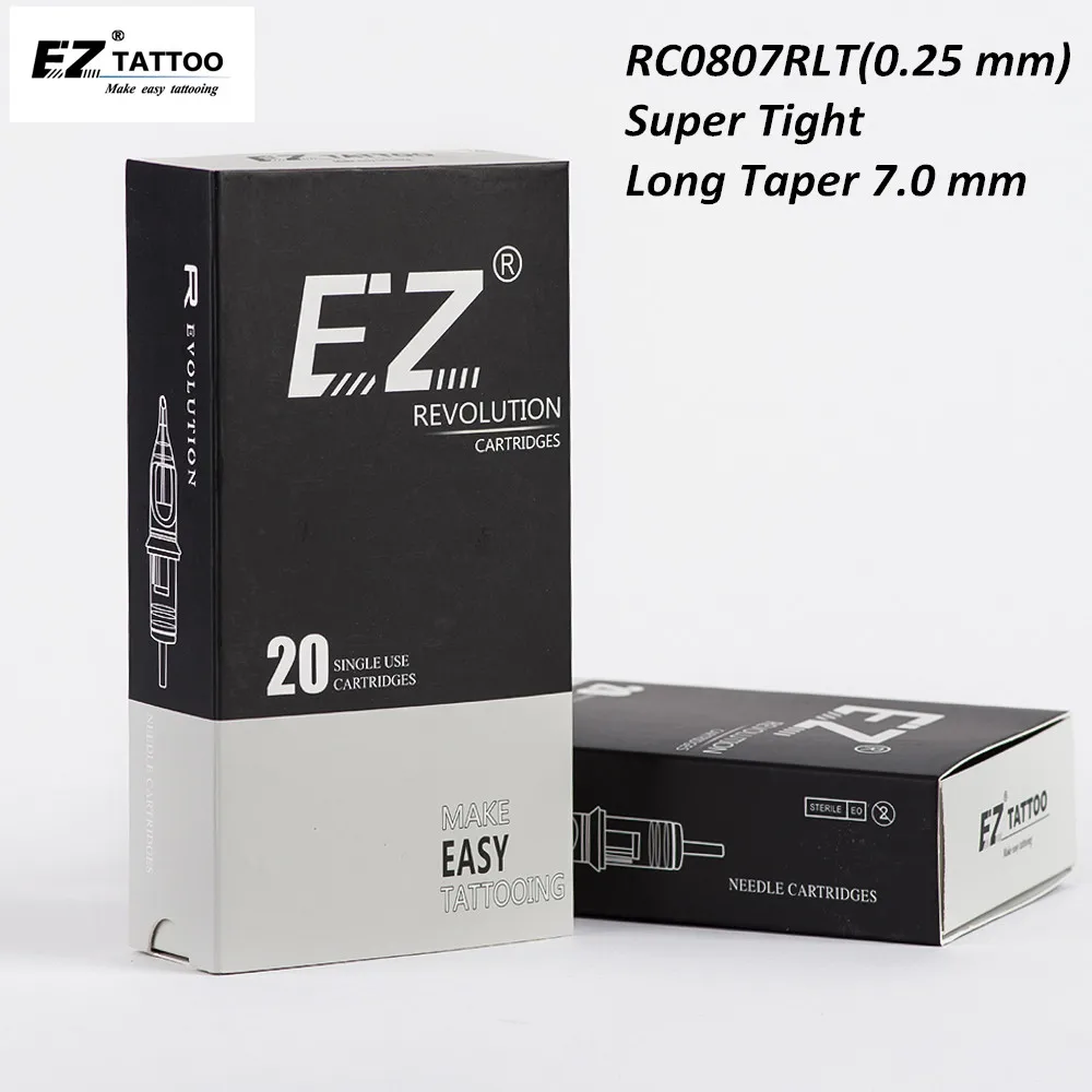 RC0807RLT EZ Revolution Tattoo Cartridge #08 (0.25 MM) Round Liner (RL) Needles for Permanent Makeup Rotary Pen Machines