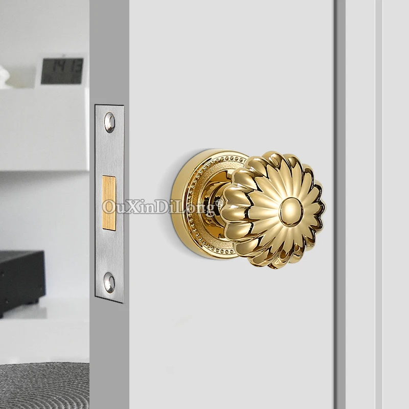 Brand New European Single-side Round Door Knobs Lock Background Wall Invisible Hidden Interior Entry Door Locks Keyless