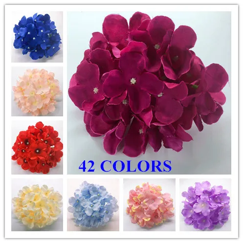 

42COLORS 100pcs 16CM Artificial Hydrangea Silk Flower Head DIY Wedding Wall Arch Background Flowers Home Decoration Accessory