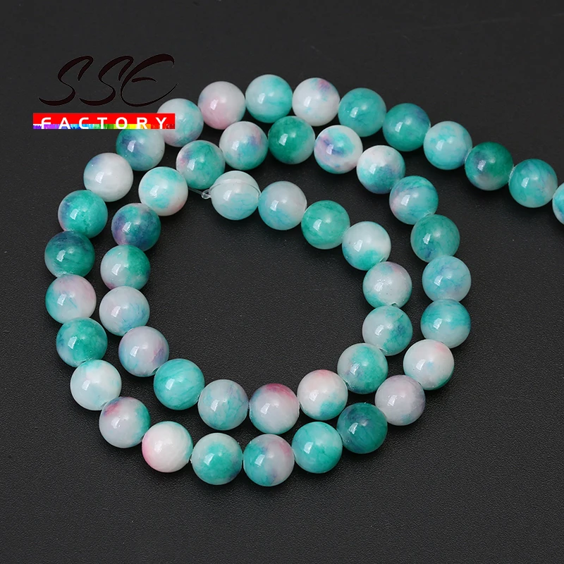 

Natural Stone Beads Round Blue Green Persian Jades Loose Spacer Beads For Jewelry Making DIY Bracelet Accessories 15'' 6mm-12mm