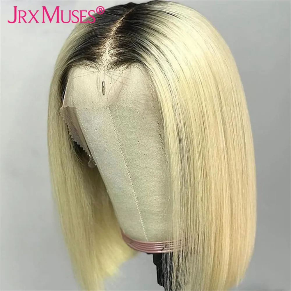 

613 Blonde Bob Wigs Peruvian 13x4 Lace front wig Human Hair Wigs for Women Straight Bob Ombre Blonde Colored Wigs Pre Plucked