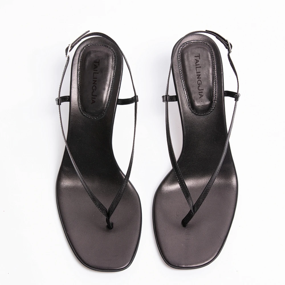 Heeled Strappy Barely There Sandals Women 2021 Heels White Summer Dress Shoes Ladies High Heel Flip Flops Black Female Footwear