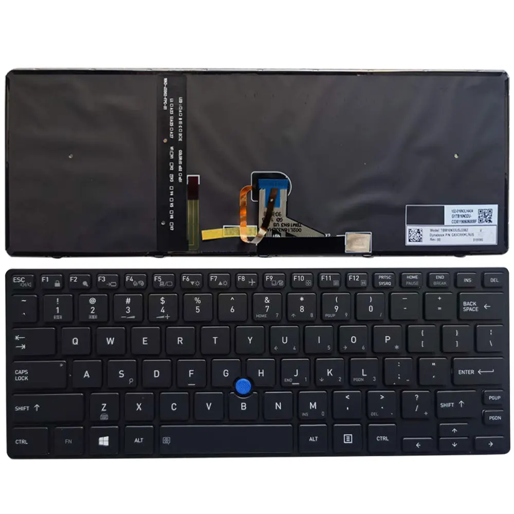 

New US laptop keyboard for Toshiba Tecra X40-D with frame and backlit+trackpoint