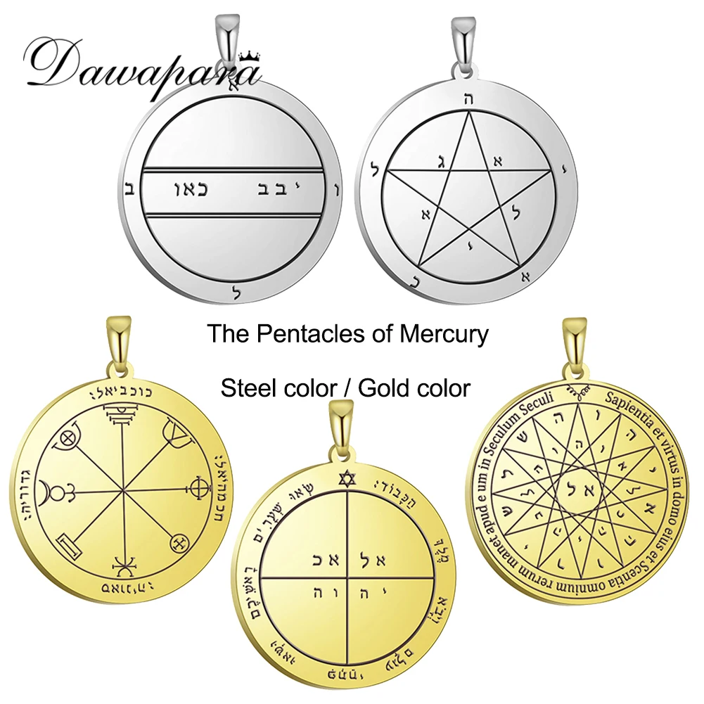 Dawapara Talisman DIY Charms Accessories Solomon Pentacle of Mercury Pendant for Necklace Stainless Steel Accessories