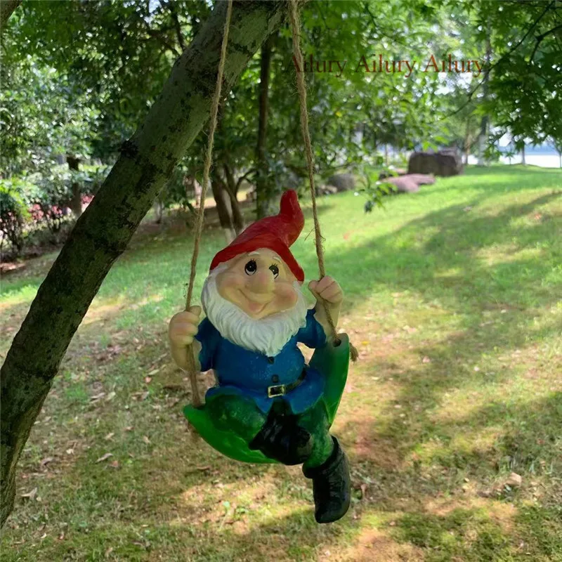 Resin Dwarf Swing,Decorative Props,Outdoor Creativity,Resin Furnishings,Outdoor Garden Decoration,Courtyard Layo
