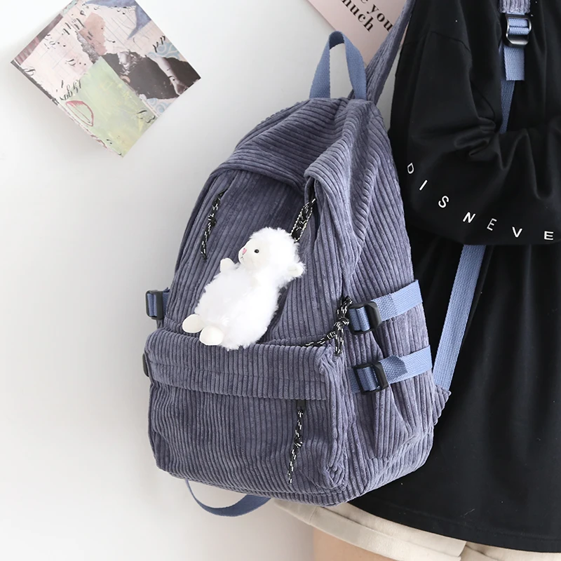 Couple New Corduroy Women Backpack Female Korean Shoulder School Bag for Teens College Women\'s Travel Backpacks Laptop Computer