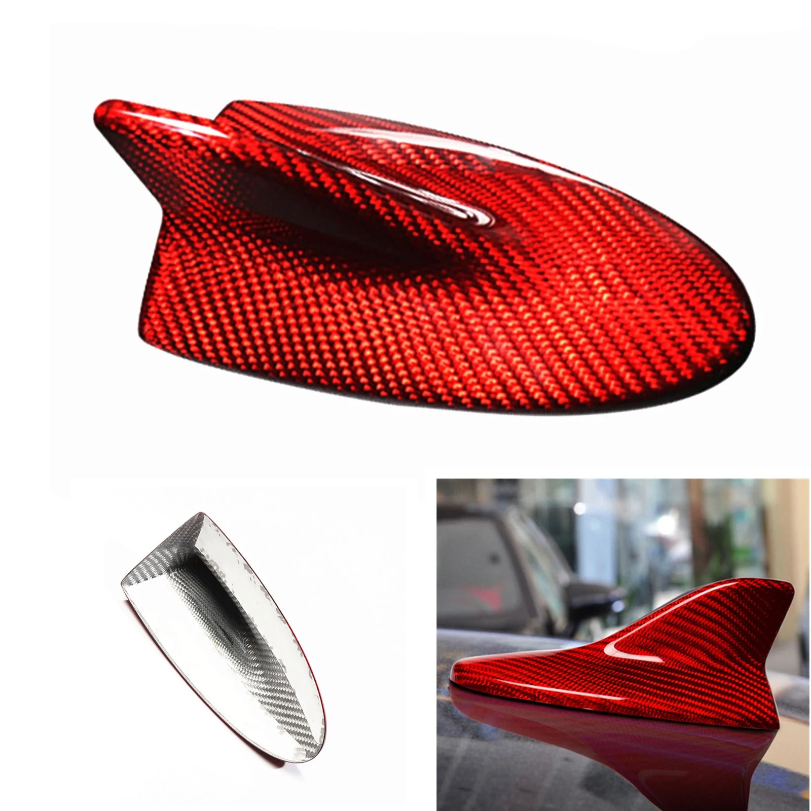 

For Lexus IS250 ISF IS350 2008-2013 Red Roof Shark Fin Antenna Cover Carbon Fiber Car Exterior Dome Antennae Aerial Cap Shell