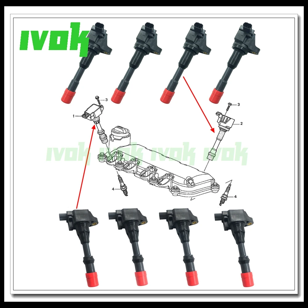 Front and Rear Ignition Coil For Honda CITY Civic 7 8 VII VIII JAZZ FIT 2 3 III 1.2 1.3 1.4 30520-PWA-003 30521-PWA-003