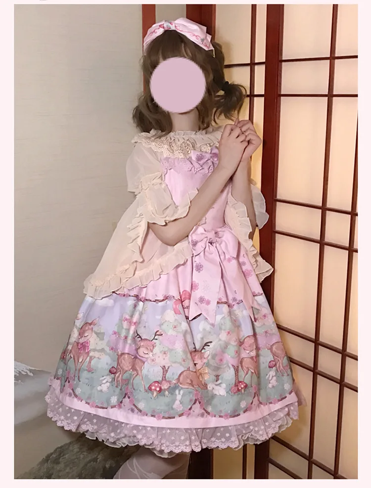 Robe vintage en dentelle pour filles, robe à bretelles, princesse, nœud papillon, impression victorienne, mignonne, kawaii, lolita loli cos