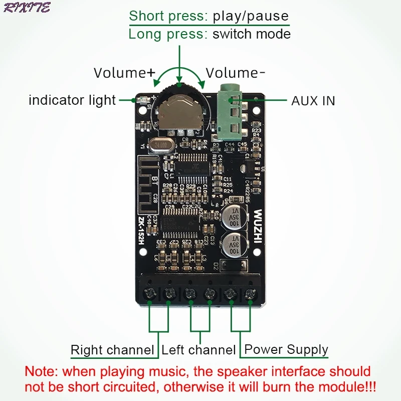 ZK-152H TPA3110D2 Bluetooth 5.0เครื่องขยายเสียง15W + 15W 2.0สเตอริโอเสียง AUX แจ็คกรณีสำหรับลำโพง