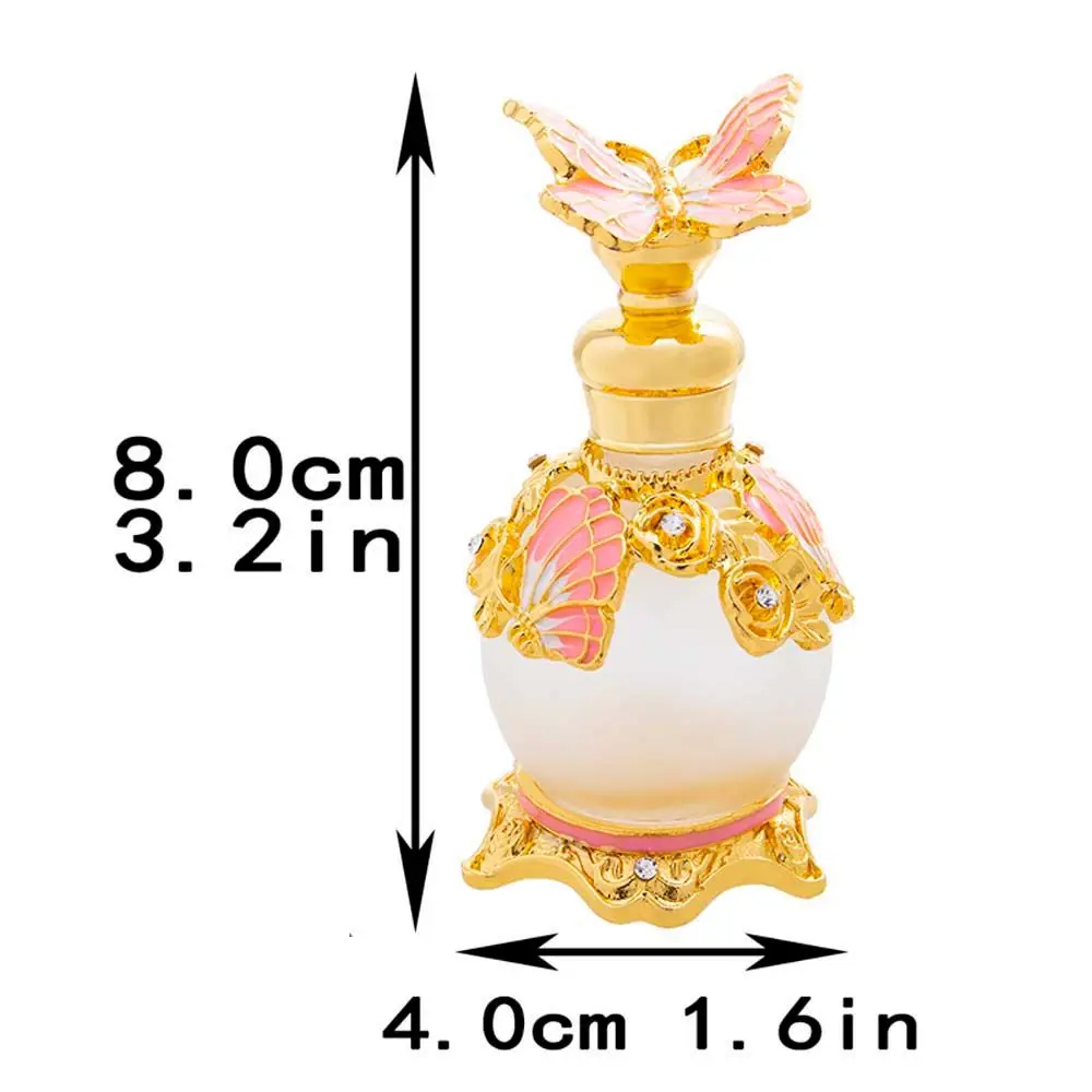 4 Color Metal Capped Butterfly Perfume Bottle Retro Empty Refillable Essential Oil Container Home Wedding Decor Lady Women Gift
