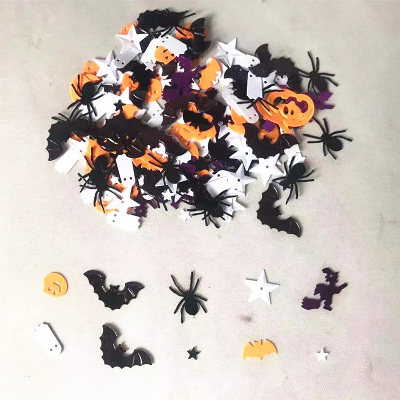 10g/Pack Mixed Spiders Pumpkin Bat Witch Ghos Sequins Halloween Party Halloween DIY Craft Gift Costume Lentejuelas Accessories