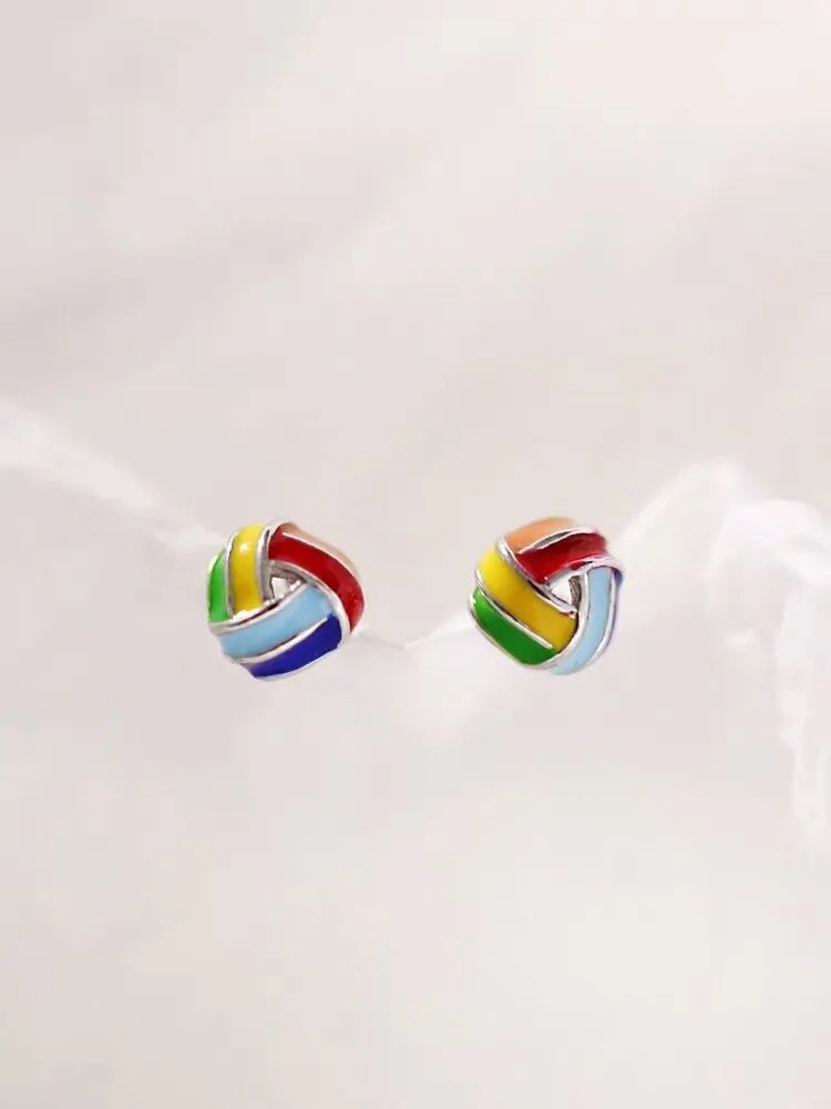 New Cute Colorful Enamel Flower Moon Leaves Strawberry Mini Stud Earrings For Women Beautiful Simple Geometric Trend Jewelry2022