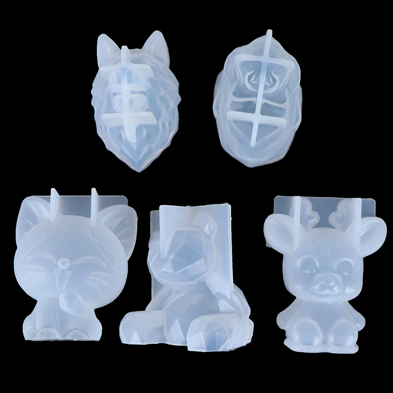 3D silicone mold diy geometry stereo bear deer cat tiger orangutan mold animal mold decoration ornament mold cake tool