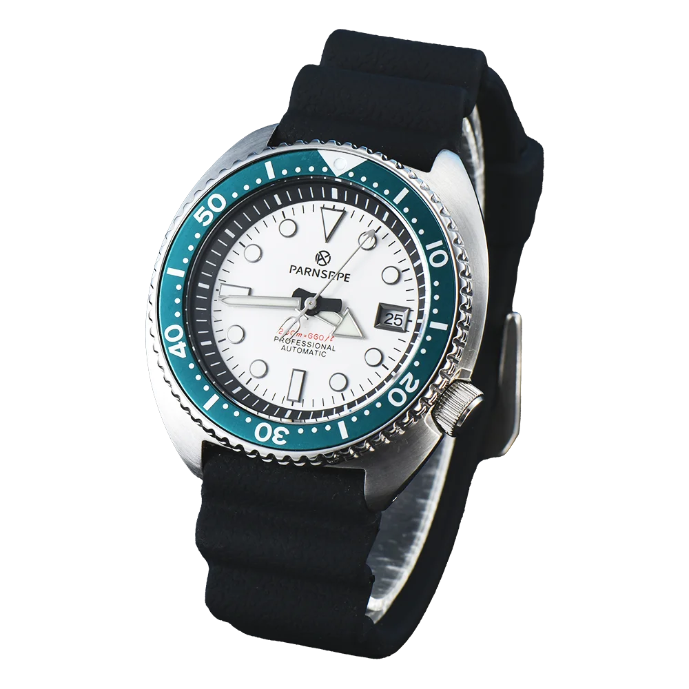 PARNSRPE Diver Men\'s Automatic mechanical watch Watch White Dial Sapphire Glass Japan NH35 Movement