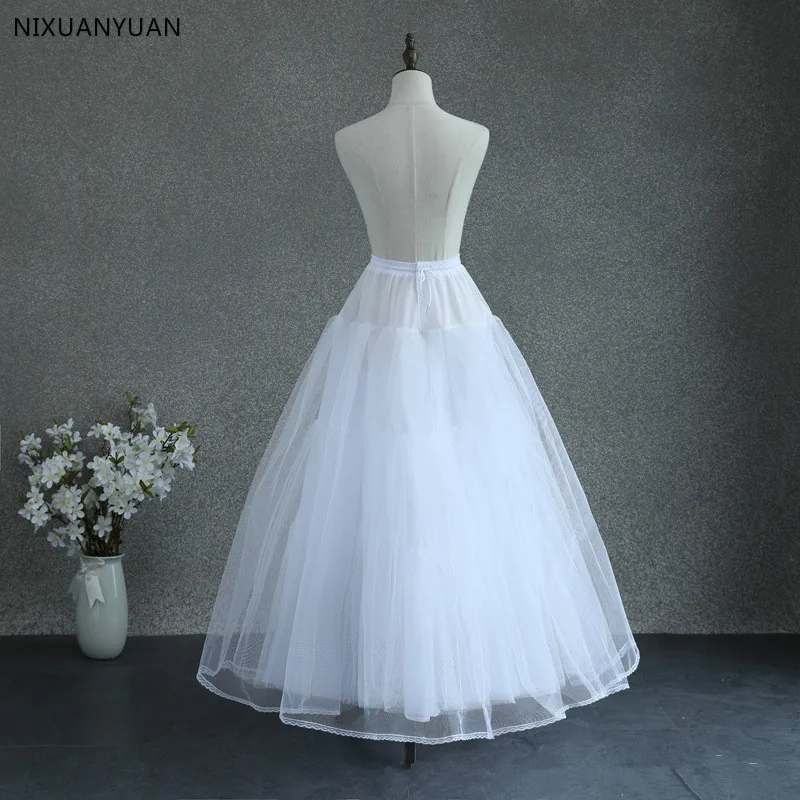 Wholesale Long Bridal Petticoat Crinoline Underskirt Wedding Prom Dress Lace Trim 4-Layer NO-Bone Comfortable Natural Petticoat