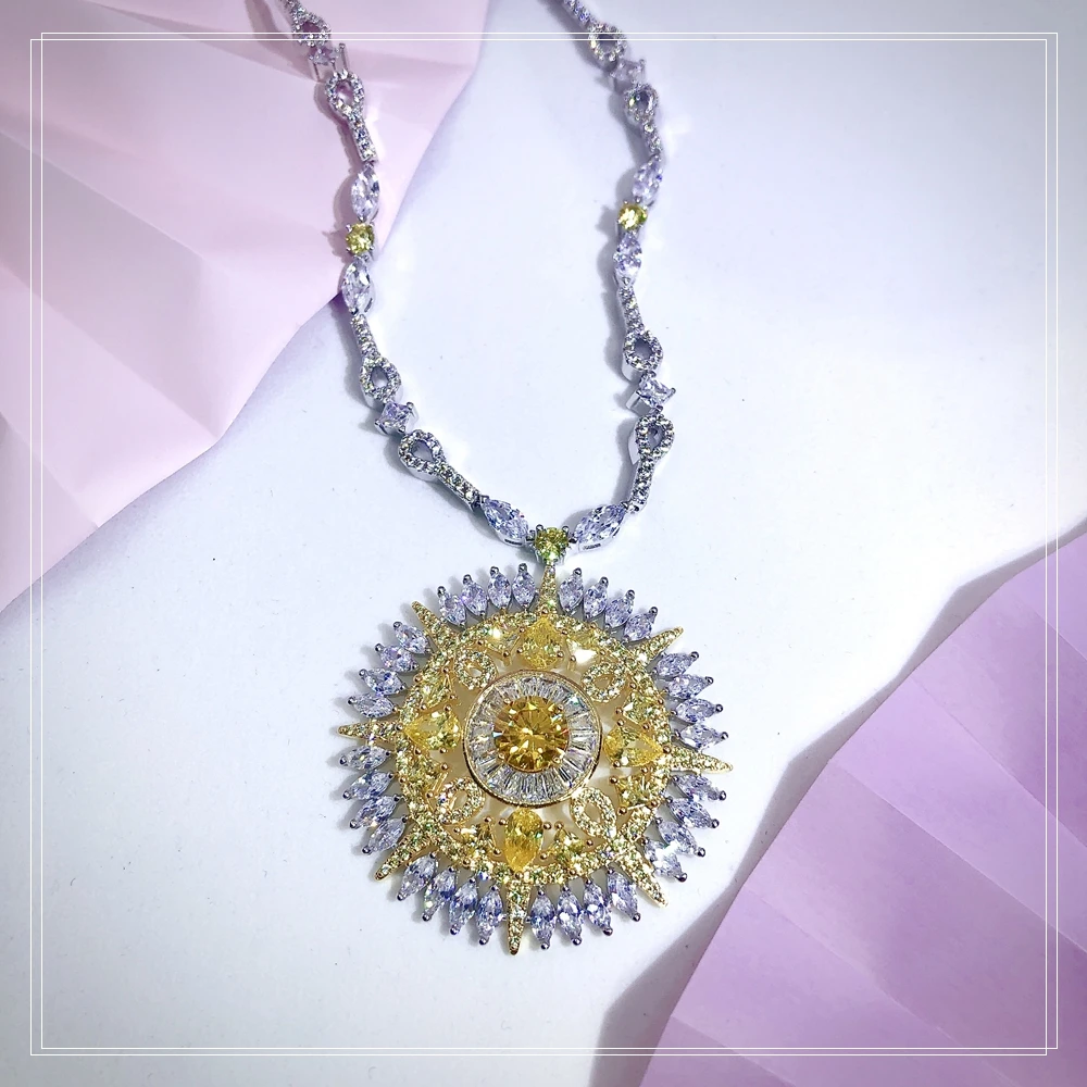 Stylish Expensive Necklace Ball Lady Yellow Necklace Blue Accessories High Quality Free Shipping Online Celebrity  The Banquet