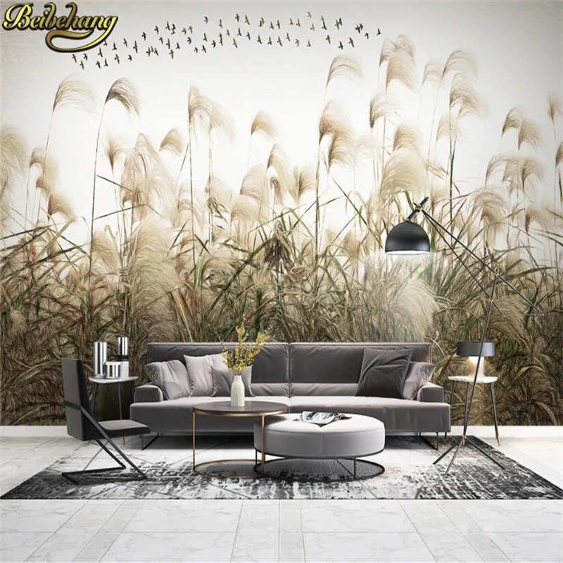 beibehang Custom photo 3d wallpaper small fresh reed Nordic minimalist modern minimalist TV background wall papel de parede