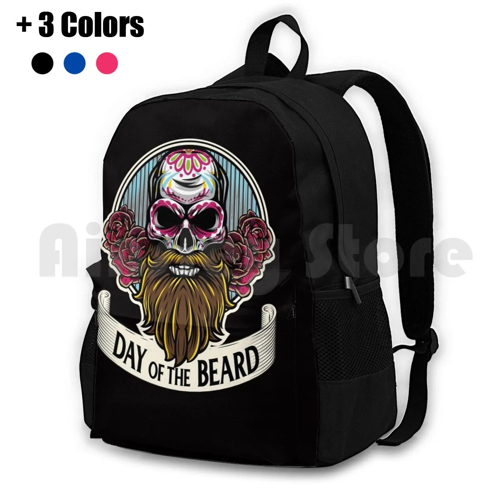 Day Of The Beard-Bearded Sugar Skull-Funny Day Of The Dead Dia De Los Muertos Outdoor Hiking Backpack Riding Climbing Sports