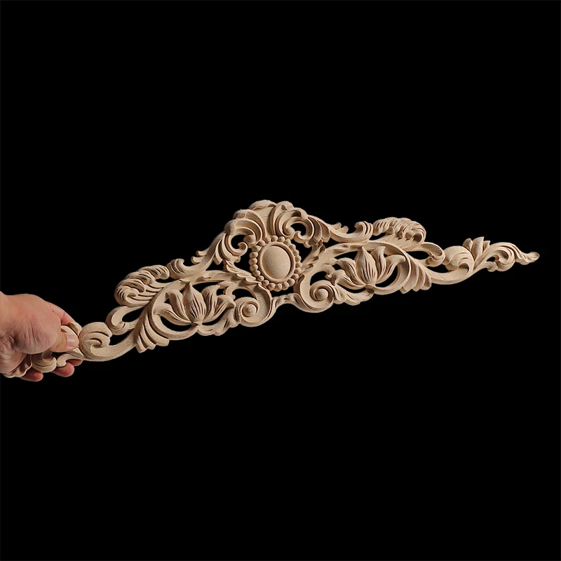 Long Rose Flower Exquisite Carving Natural Wood Appliques Furniture Wooden Mouldings Wmqe Vintage Unpainted Decoration Decal