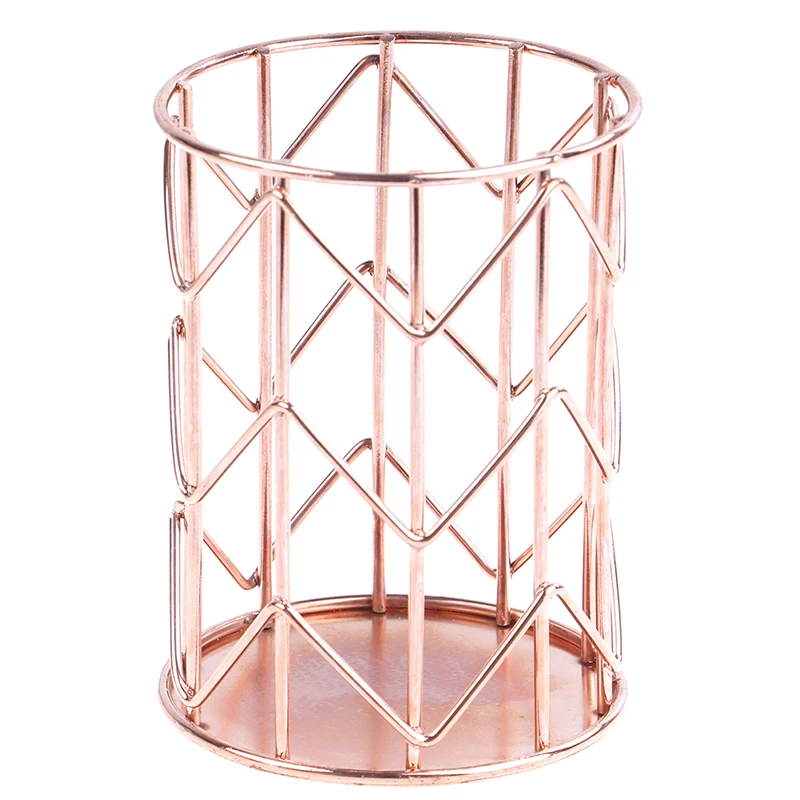 1Pc Ins Hollow Rose Gold Home Desk cancelleria Decor Office Pen Pencil Pot Holder contenitore Organizer pennello per trucco portabicchieri