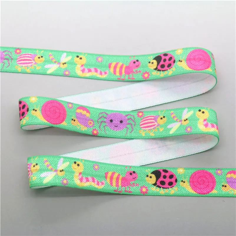 DHK 5/8 ''5หลาช้างสัตว์ Koala Pug พิมพ์พับยืดหยุ่น FOE Stretch Ribbon Hairbow Headwear Headband DIY OEM e1627