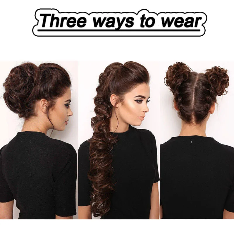 AILIADE Women's Curly Chignon With Elastic Rubber Band Heat Resistant Synthetic Twining Hair Bun Hair Extensions Hairpieces