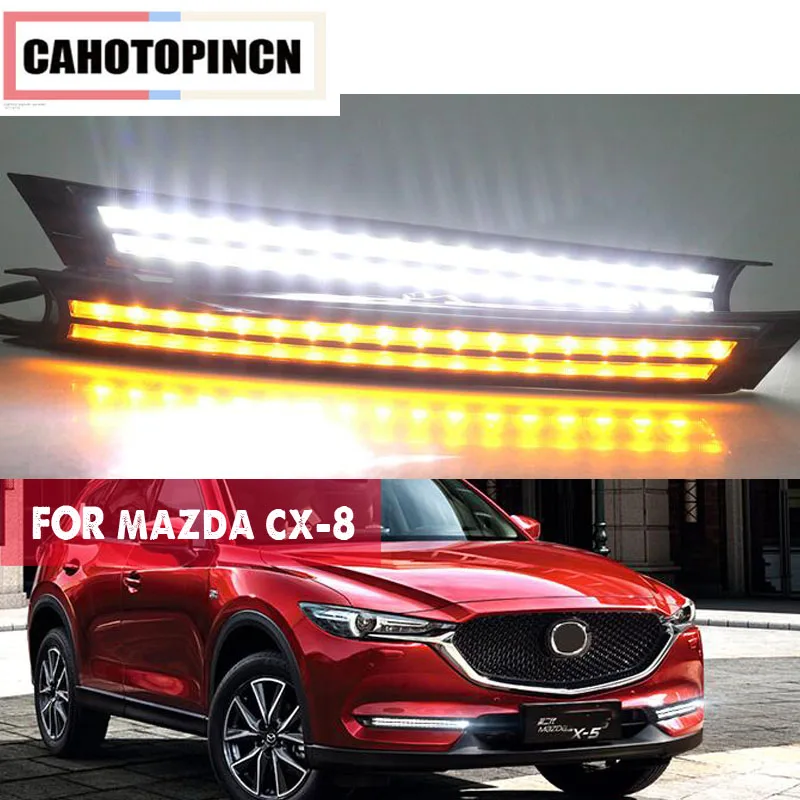 

For Mazda CX-8 CX8 2018 2019 Flowing Turn Signal Relay Waterproof Car DRL 12V LED Daytime Running Light Fog Lamp Decoration