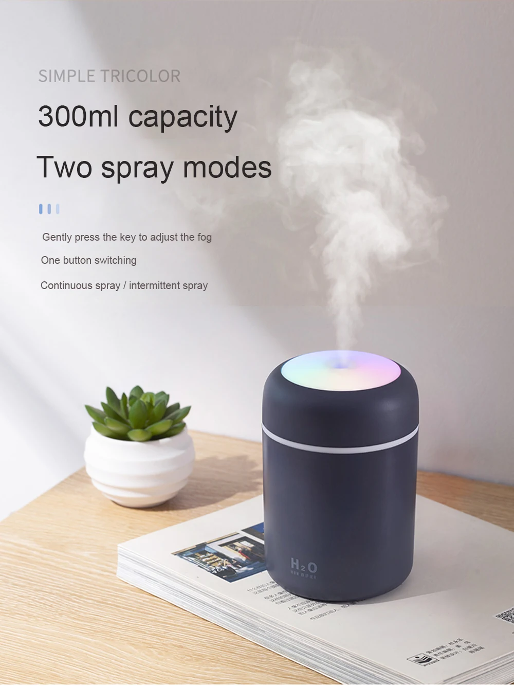 ขายส่งราคา300Ml ไฟฟ้า Air Freshener Aromatherapy Humidifiers Diffusers USB เครื่องฟอกอากาศที่มีสีสัน Night Light รถบ้าน