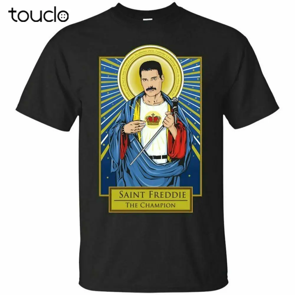 Saint Freddie Mercury Championship Queen Faith 70S Rock Religious Black T-Shirt