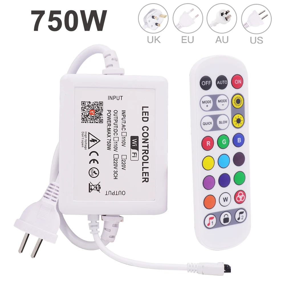 Imagem -02 - Tuya Wifi Inteligente Led Controlador para ac 110v 220v Rgb Led Strip 5050 Trabalho de Luz Néon com Alexa Google Assistente Voz Comando