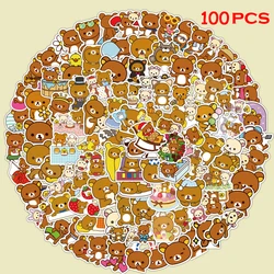 100PCS/Pack Anime Rilakkuma Sticker DIY Phone Case Luggage Laptop Waterproof PVC Material Graffiti Sticker Toy Sticker