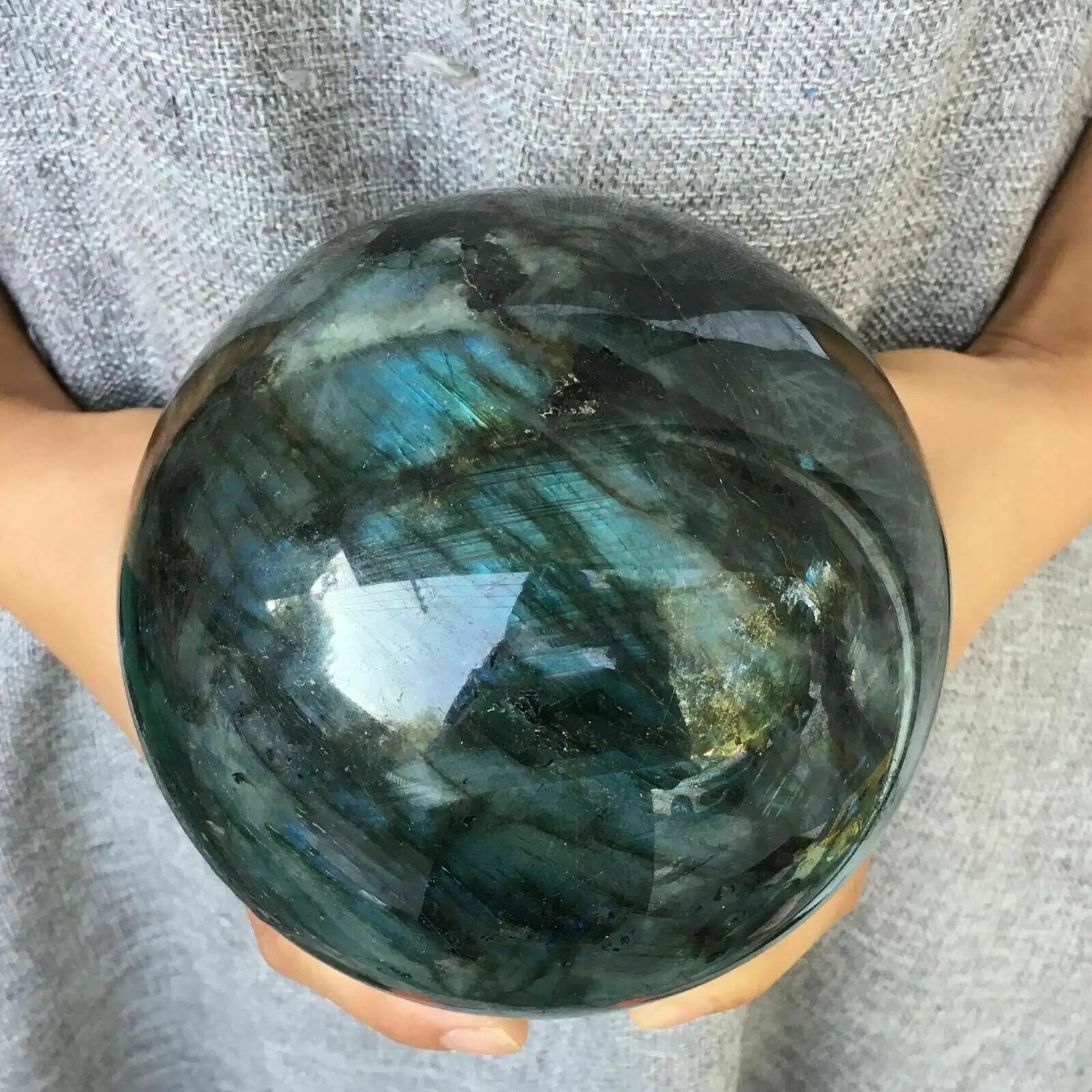 200-1400g Natural Labradorite Crystal Orb Gemstone Sphere Ball Reiki Healing