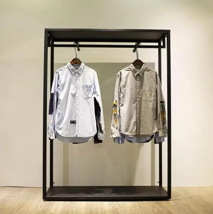 Clothing store hanger display rack floor-to-ceiling men's and women's clothing store shelves hanger rack in the island special s