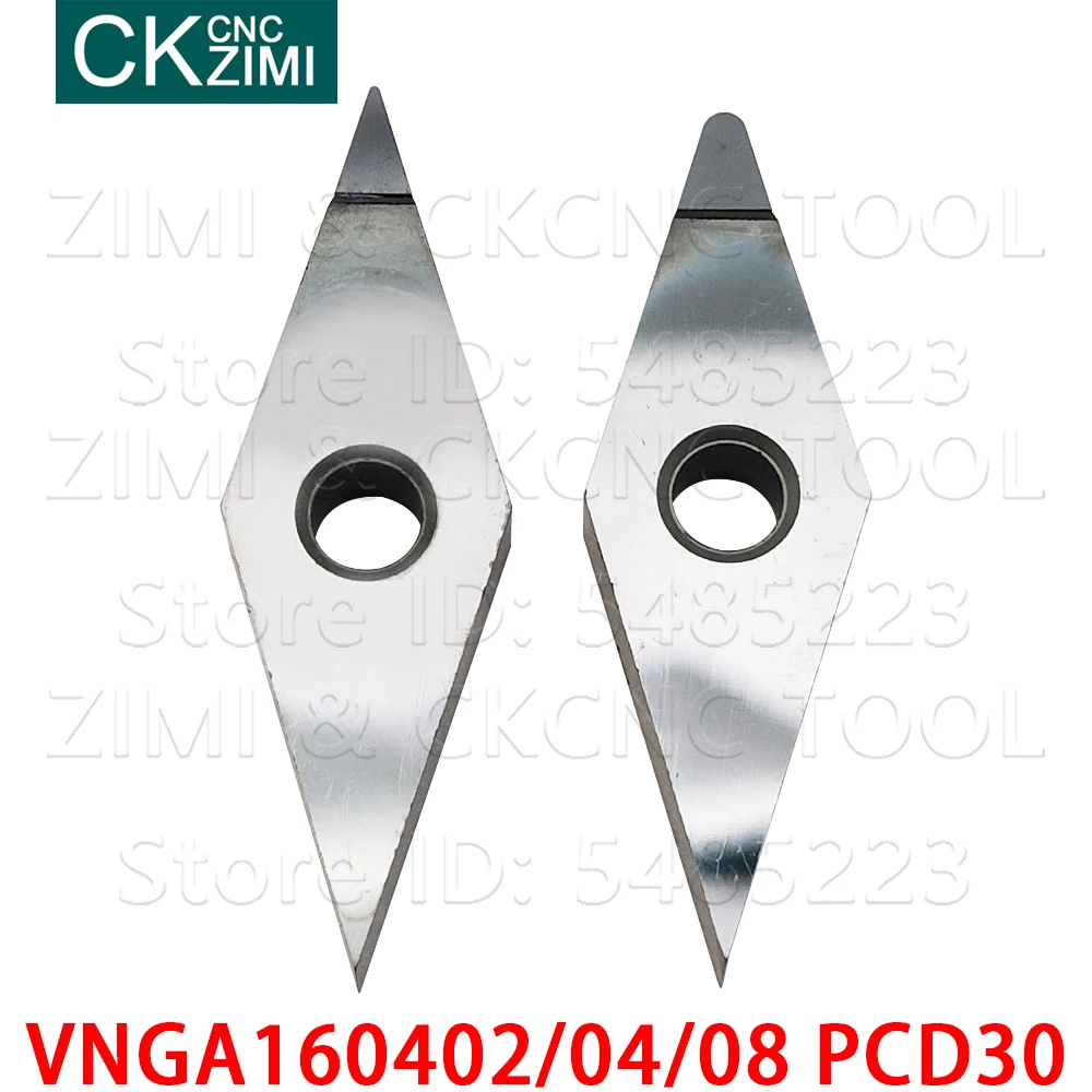 VNMG VNGA VNGA160402 PCD VNGA160404 PCD VNGA160408 PCD lắp Kim Cương biến Lưỡi Dao TIỆN CNC công cụ chèn cho Đồng nhôm