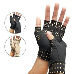 Magnetic Gloves Arthritis Therapy Compression Support Heal Joint Pressure Non-Slip Half-Finger Hand Brace Pain Relief Gloves