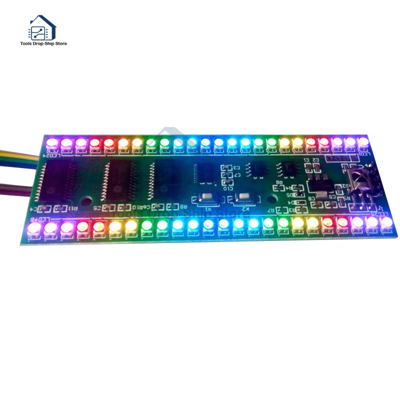 RGB MCU Adjustable Display Pattern 24 LED VU Level Indicator Meter Dual Channel Module Electronic Tools Controller