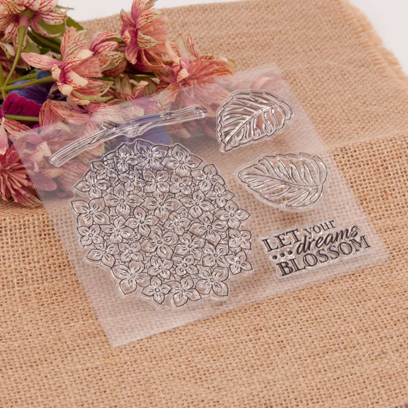 1pc Hydrangea Transparent Clear Silicone Stamp Seal Cutting DIY Scrapbook Rubber Coloring Embossing Diary Decoration Reusable