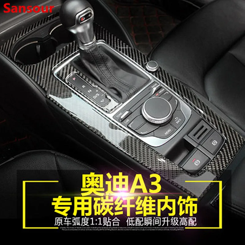 

Стикеры Sansour из углеродного волокна для стайлинга автомобиля для Audi A3, рамка переключения передач, декоративные полосы для отделки, аксессуары для интерьера