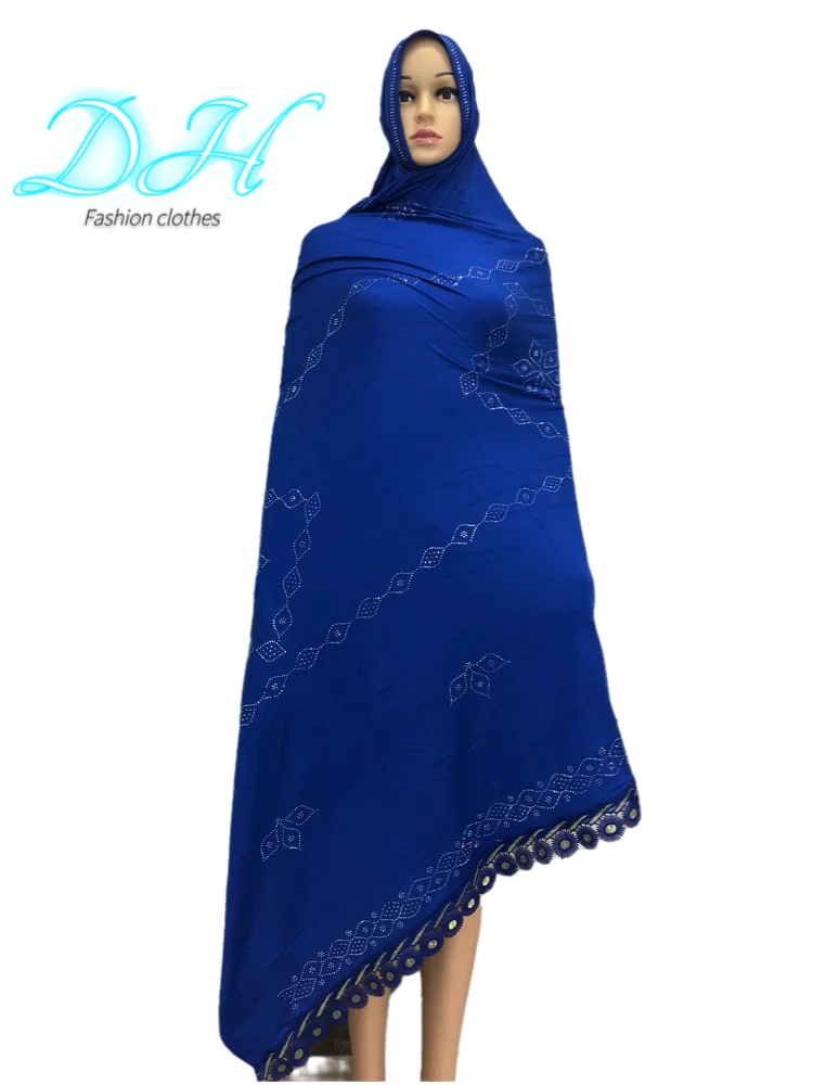 2021Newest Soft Cotton Stitched Lace Scarf Muslim Women African Scarf with Rhinestones ,Nice Lace Hijap for Shawls Wraps