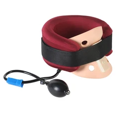 Cervical Neck Traction Device, Inflatable Adjustable Head Neck Support Pillow with Large Pump - Orthopedic Neck Stretcher Collar