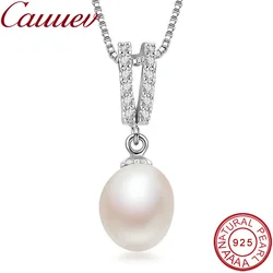 925sterling silver necklace pendant for women genuine 100% real AAAA high quality Natural freshwater pearl pendant  jewelry8-9mm