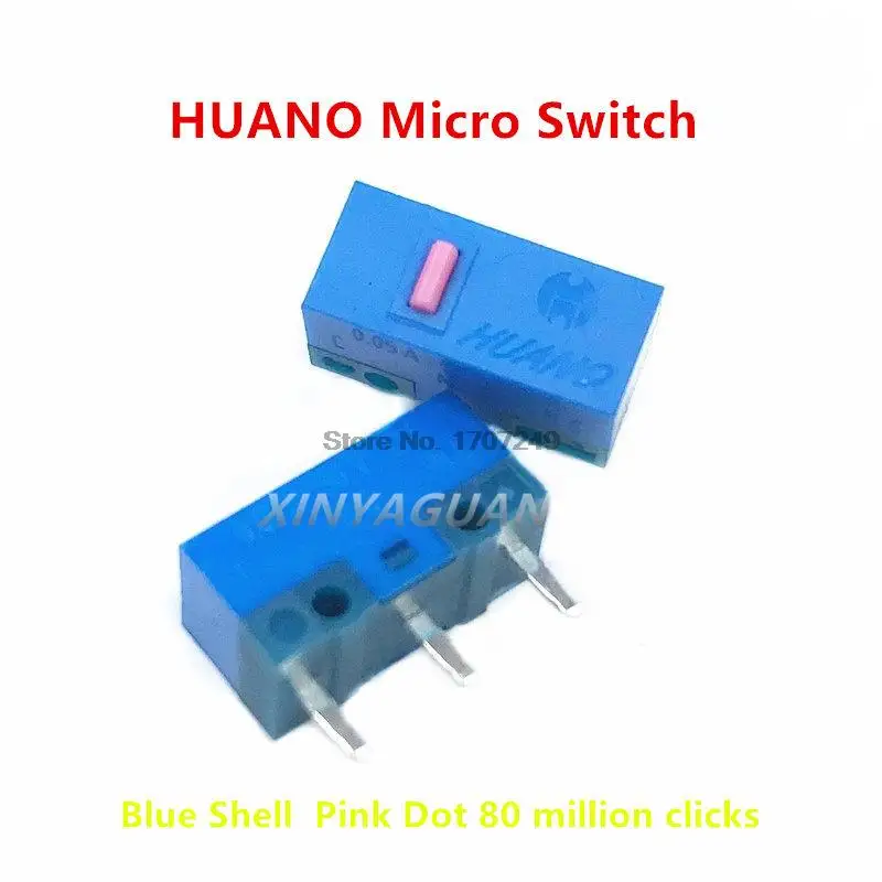 Free Shipping New HUANO Micro switch Blue Shell White/Blue/Pink dot 20 50 80 million clicks life computer mouse 3pin button