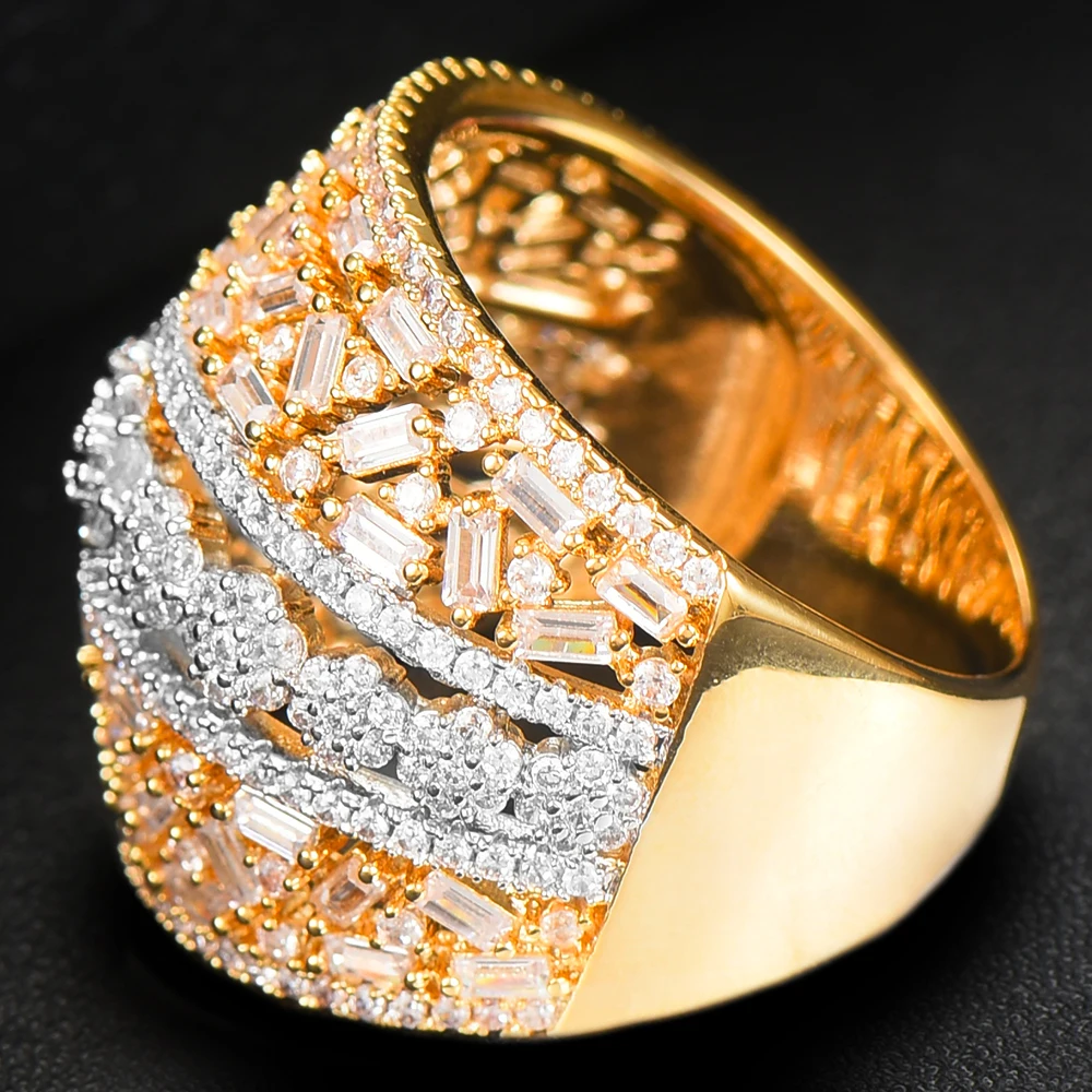 GODKI di Lusso Bagutte Cut Bold Anelli con Zirconi Pietre 2020 Donne di Fidanzamento Monili Del Partito di Alta Qualità